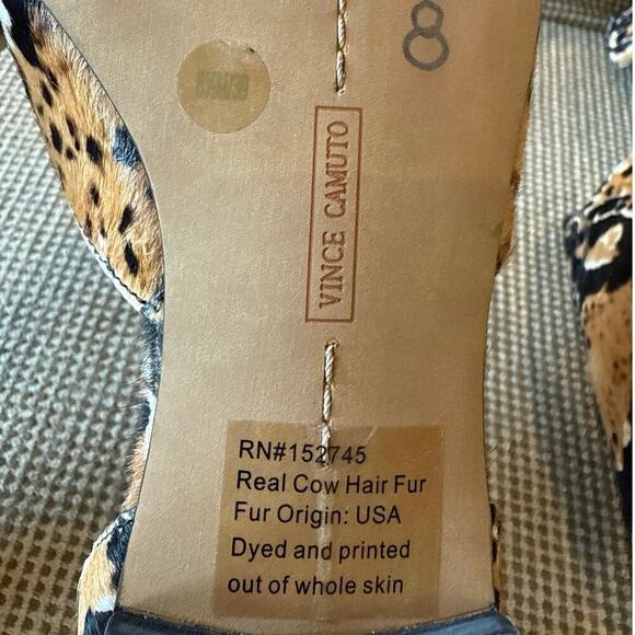 Vince Camuto Kordie Brown Black Cow Fur Flats Slip On Size 39 / 8.5 - Picture 5 of 6